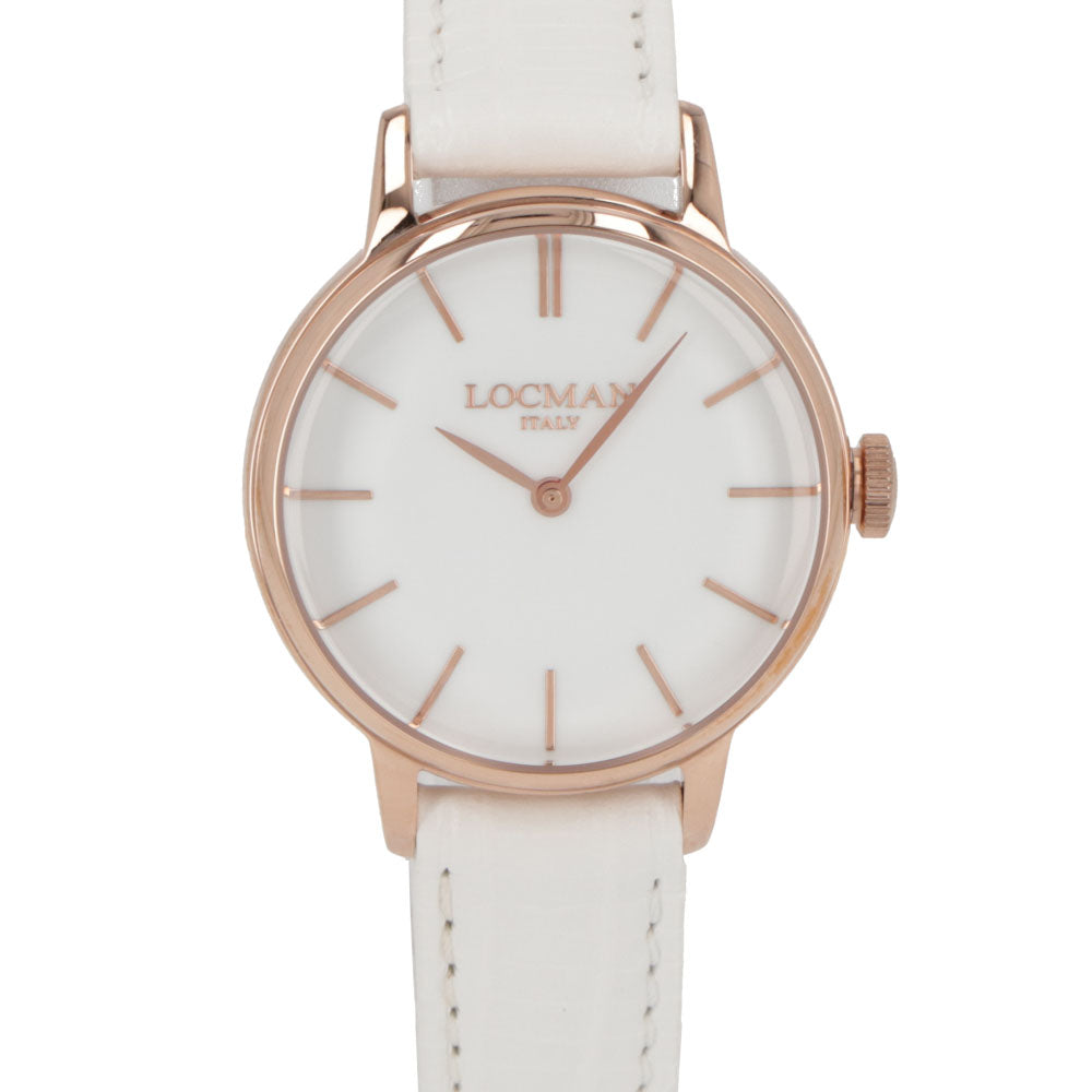 LOCMAN 時計 ホワイト ステンレススティール ピンクゴールド 型押しベルト 腕時計 0253R08R-RRWHRGPW 1960 LADY