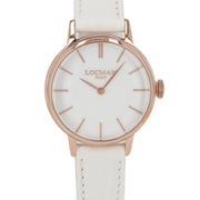 LOCMAN 時計 ホワイト ステンレススティール ピンクゴールド 型押しベルト 腕時計 0253R08R-RRWHRGPW 1960 LADY