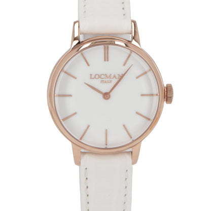 LOCMAN 時計 ホワイト ステンレススティール ピンクゴールド 型押しベルト 腕時計 0253R08R-RRWHRGPW 1960 LADY