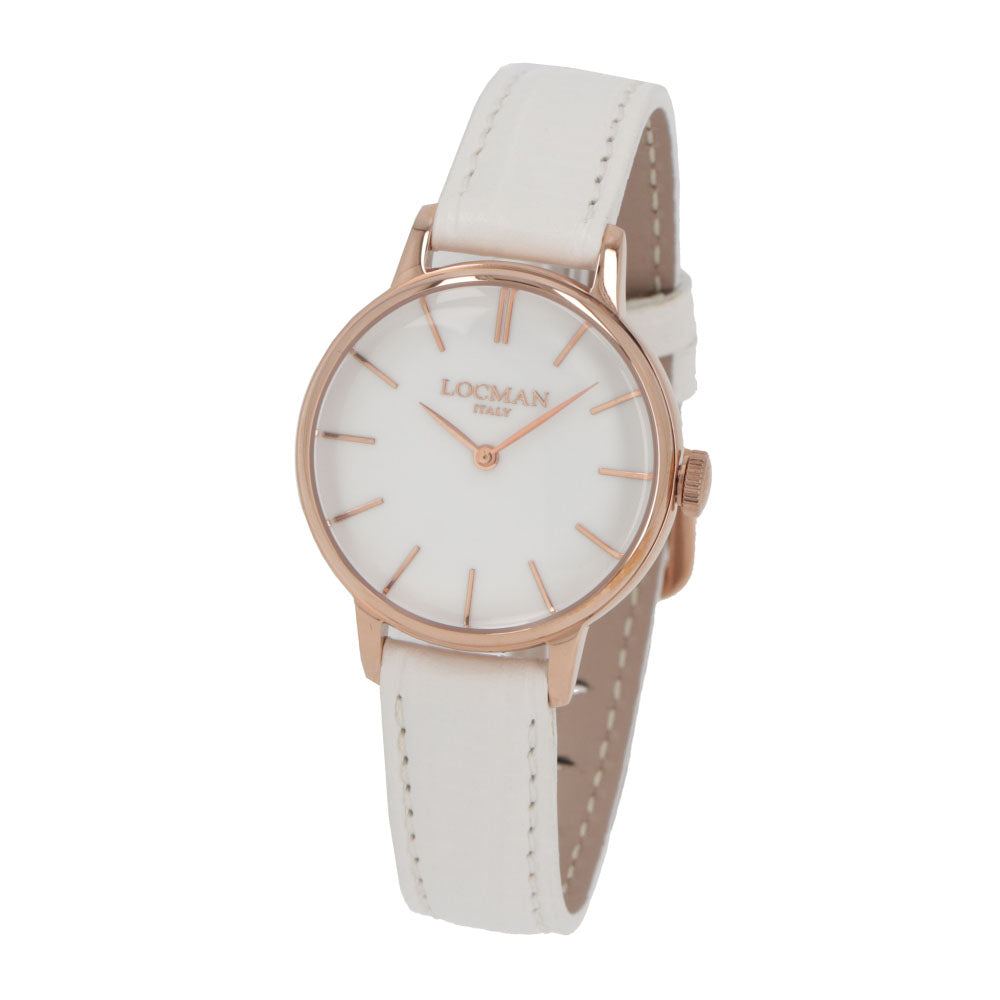 LOCMAN 時計 ホワイト ステンレススティール ピンクゴールド 型押しベルト 腕時計 0253R08R-RRWHRGPW 1960 LADY