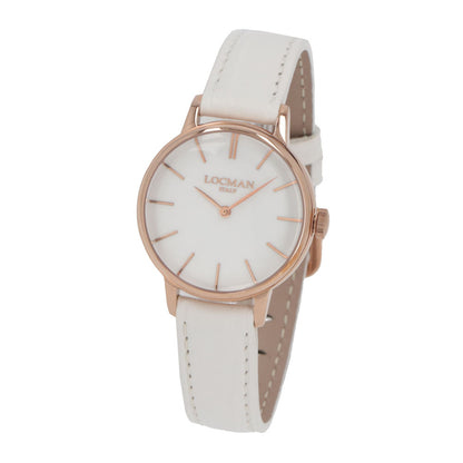 LOCMAN 時計 ホワイト ステンレススティール ピンクゴールド 型押しベルト 腕時計 0253R08R-RRWHRGPW 1960 LADY