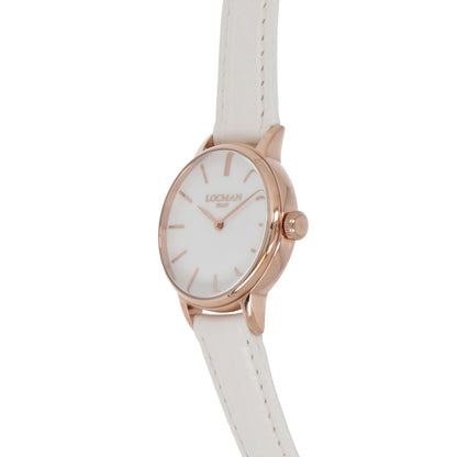 LOCMAN 時計 ホワイト ステンレススティール ピンクゴールド 型押しベルト 腕時計 0253R08R-RRWHRGPW 1960 LADY