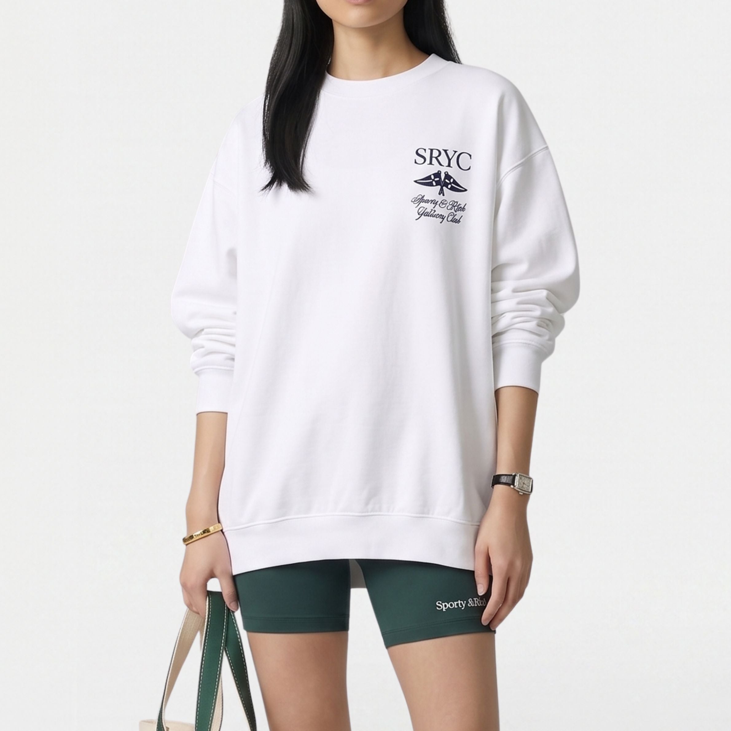 Sporty＆Richトレーナー ホワイト オーバーサイズ ロゴ 裏起毛