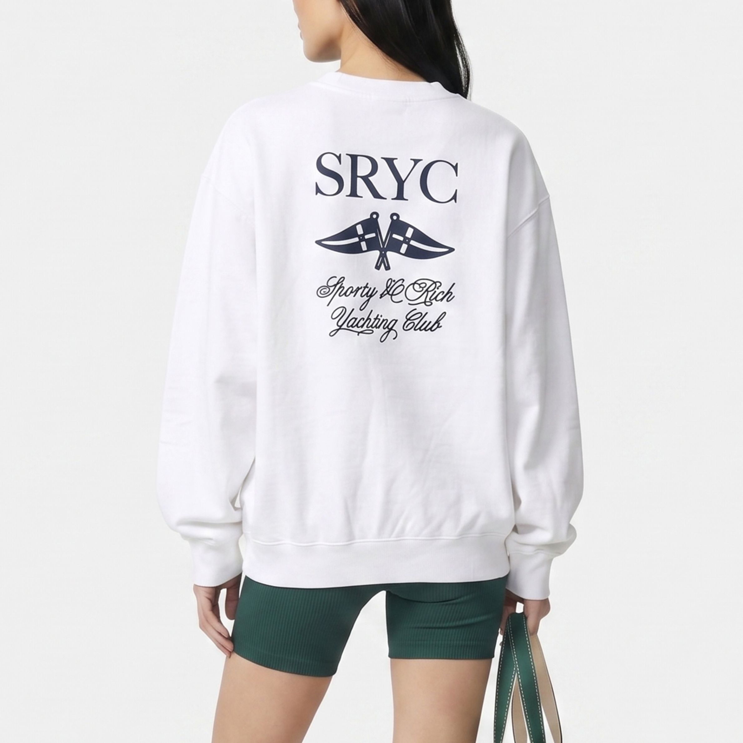 Sporty＆Richトレーナー ホワイト オーバーサイズ ロゴ 裏起毛
