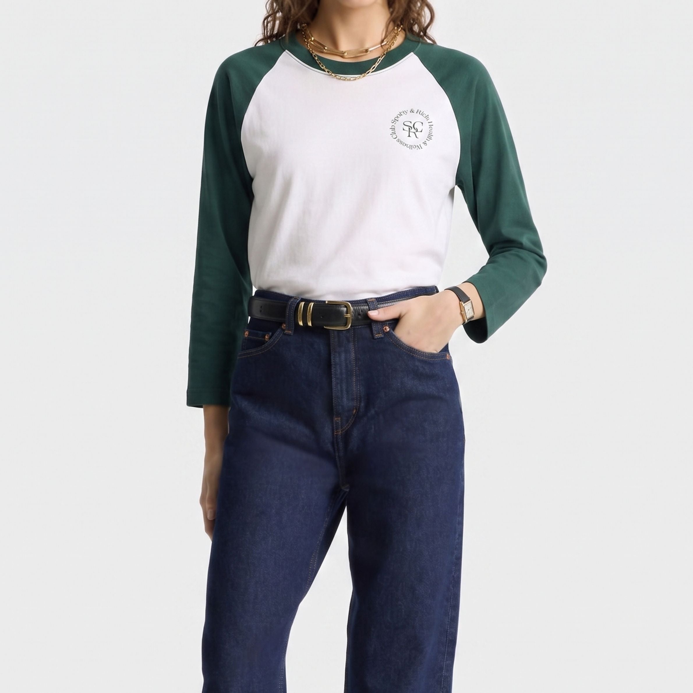 Sporty＆Rich ロンT ラグラン ロゴプリント長袖
