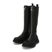 ALEXANDERMCQUEEN ブーツ  ブラック フロントジップ ロングブーツ 766902