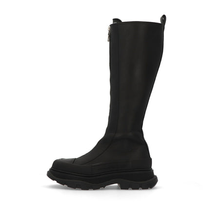 ALEXANDERMCQUEEN ブーツ  ブラック フロントジップ ロングブーツ 766902