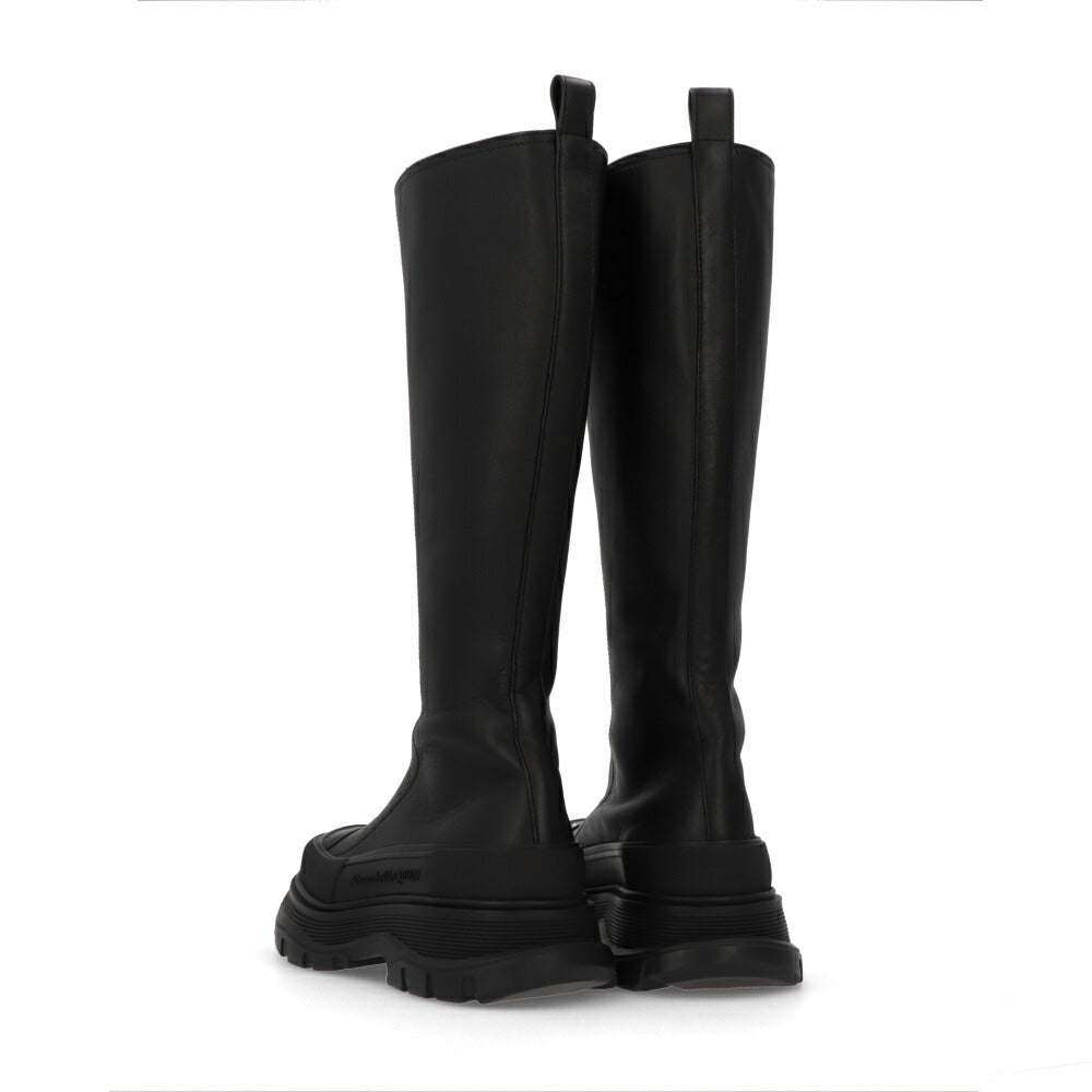ALEXANDERMCQUEEN ブーツ  ブラック フロントジップ ロングブーツ 766902