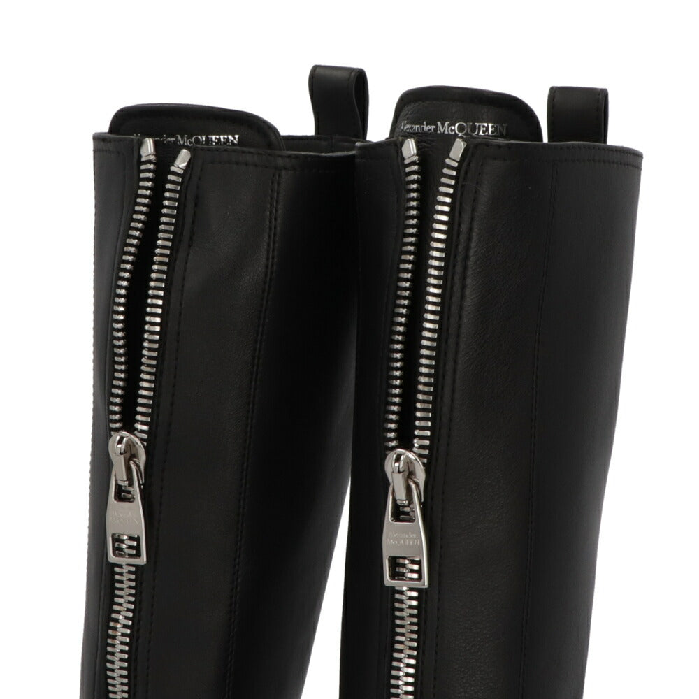 ALEXANDERMCQUEEN ブーツ  ブラック フロントジップ ロングブーツ 766902