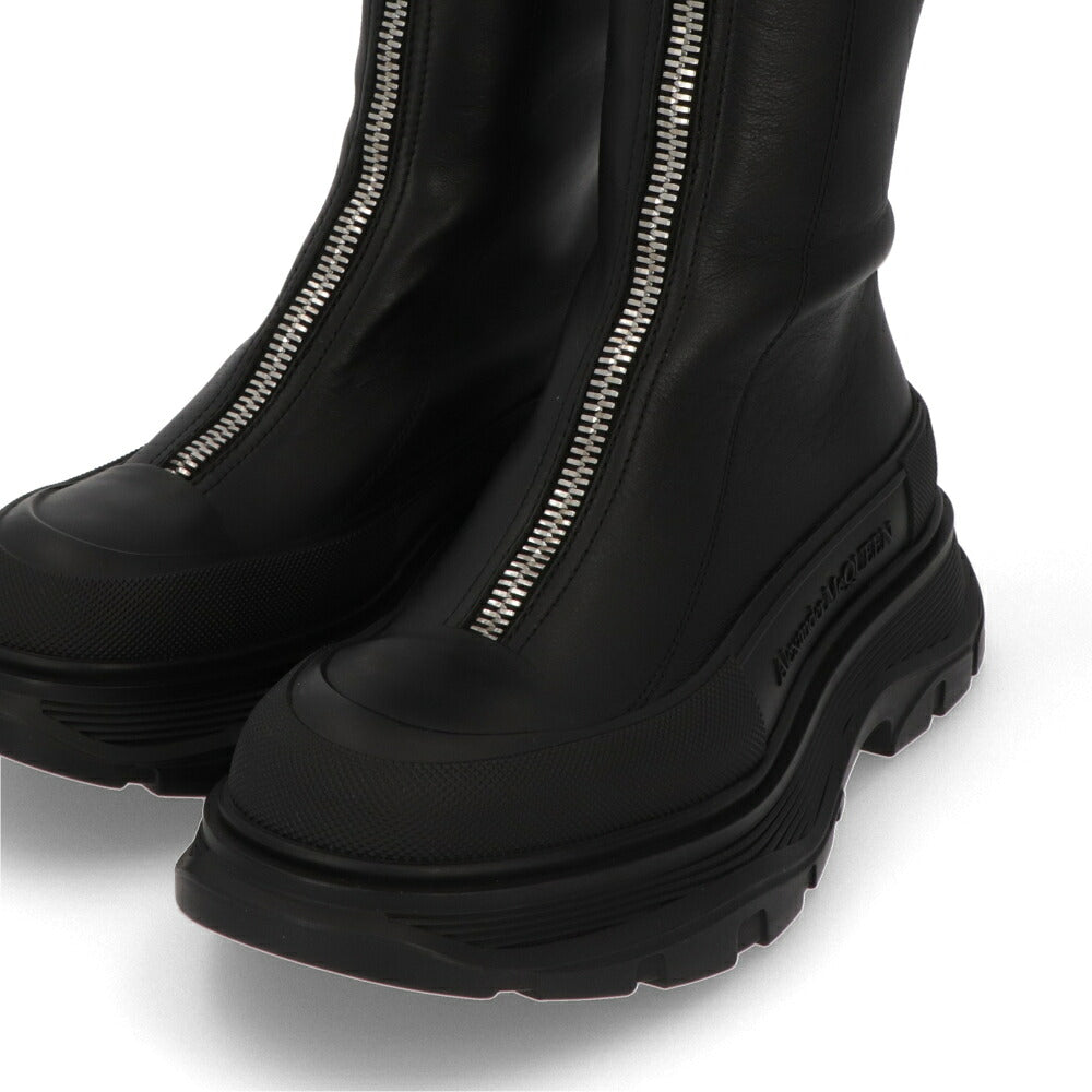 ALEXANDERMCQUEEN ブーツ  ブラック フロントジップ ロングブーツ 766902