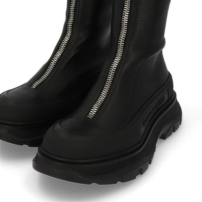 ALEXANDERMCQUEEN ブーツ  ブラック フロントジップ ロングブーツ 766902