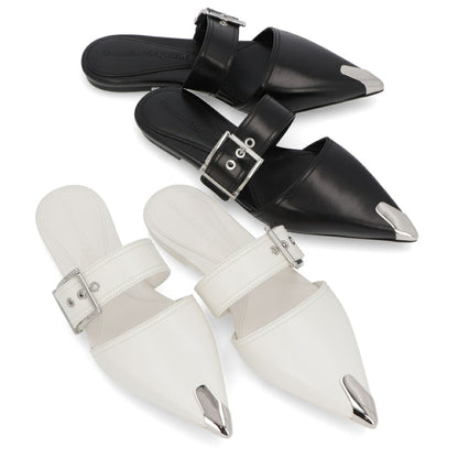 ALEXANDERMCQUEEN サンダル  ブラック ホワイト ベルト フラット 733188