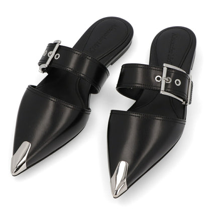 ALEXANDERMCQUEEN サンダル  ブラック ホワイト ベルト フラット 733188