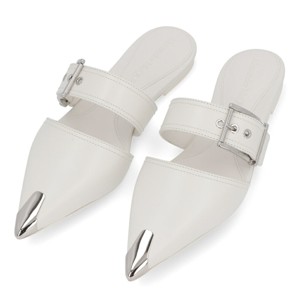 ALEXANDERMCQUEEN サンダル  ブラック ホワイト ベルト フラット 733188