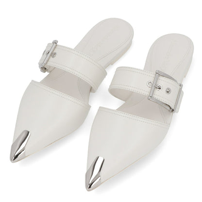 ALEXANDERMCQUEEN サンダル  ブラック ホワイト ベルト フラット 733188