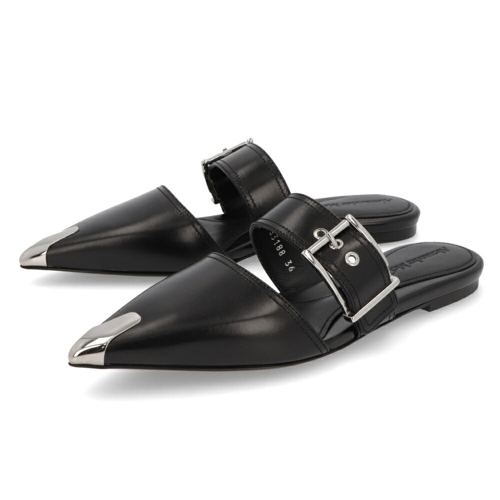 ALEXANDERMCQUEEN サンダル  ブラック ホワイト ベルト フラット 733188