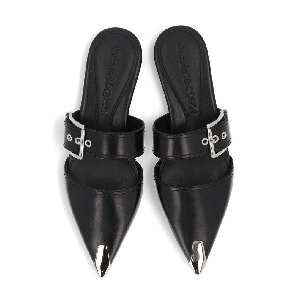 ALEXANDERMCQUEEN サンダル  ブラック ホワイト ベルト フラット 733188