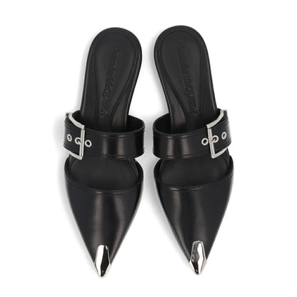 ALEXANDERMCQUEEN サンダル  ブラック ホワイト ベルト フラット 733188