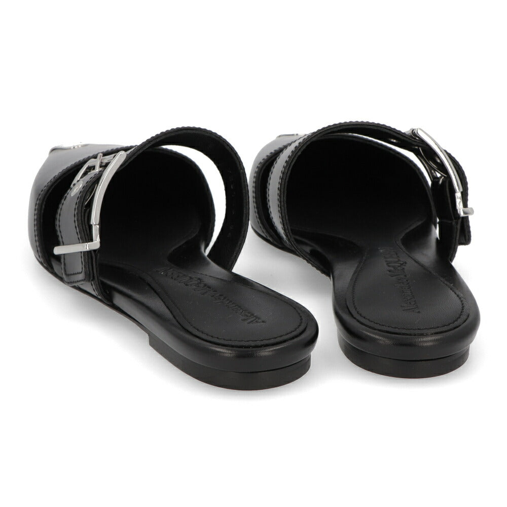 ALEXANDERMCQUEEN サンダル  ブラック ホワイト ベルト フラット 733188
