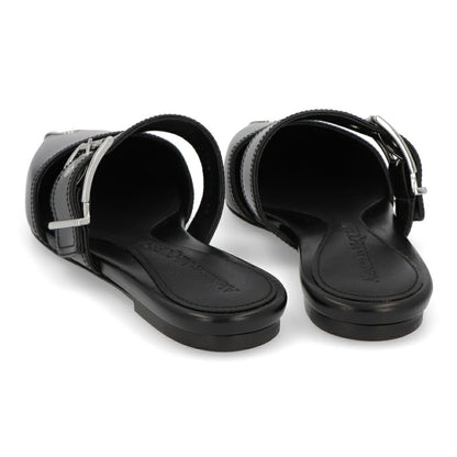 ALEXANDERMCQUEEN サンダル  ブラック ホワイト ベルト フラット 733188