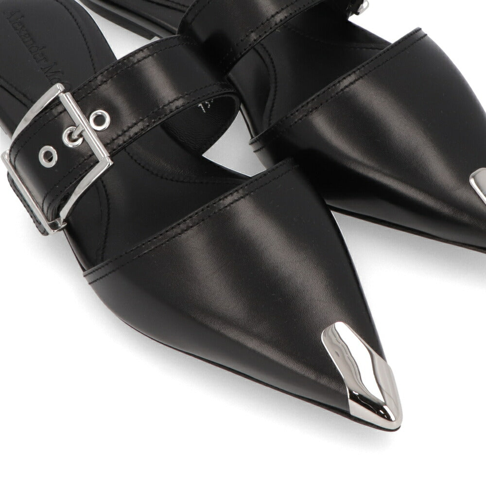 ALEXANDERMCQUEEN サンダル  ブラック ホワイト ベルト フラット 733188