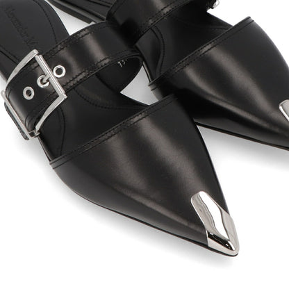 ALEXANDERMCQUEEN サンダル  ブラック ホワイト ベルト フラット 733188