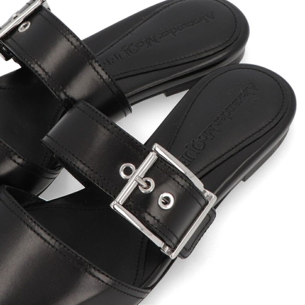 ALEXANDERMCQUEEN サンダル  ブラック ホワイト ベルト フラット 733188