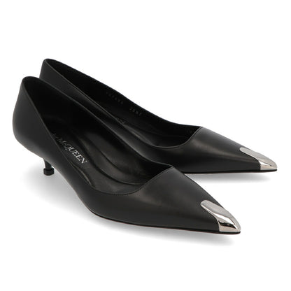 ALEXANDERMCQUEEN パンプス ブラック メタルトゥキャップ シルバー 757496