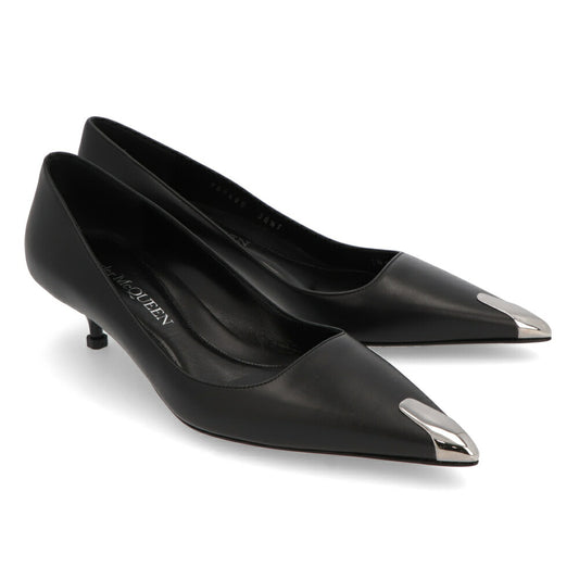ALEXANDERMCQUEEN パンプス ブラック メタルトゥキャップ シルバー 757496