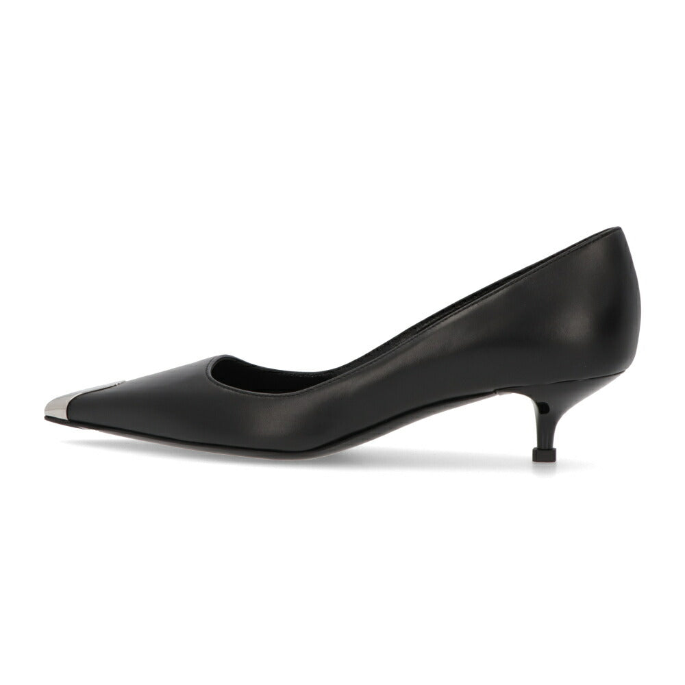 ALEXANDERMCQUEEN パンプス ブラック メタルトゥキャップ シルバー 757496