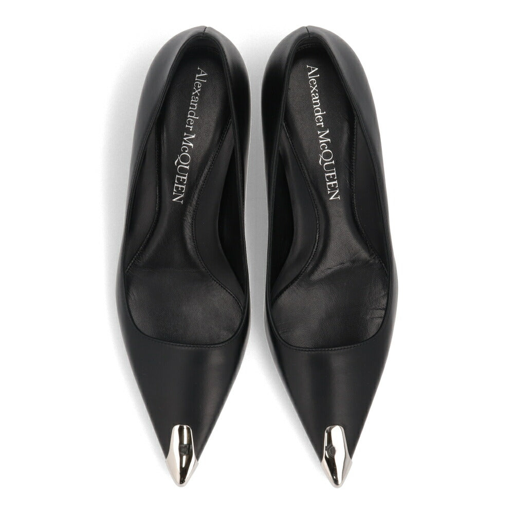 ALEXANDERMCQUEEN パンプス ブラック メタルトゥキャップ シルバー 757496