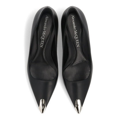 ALEXANDERMCQUEEN パンプス ブラック メタルトゥキャップ シルバー 757496