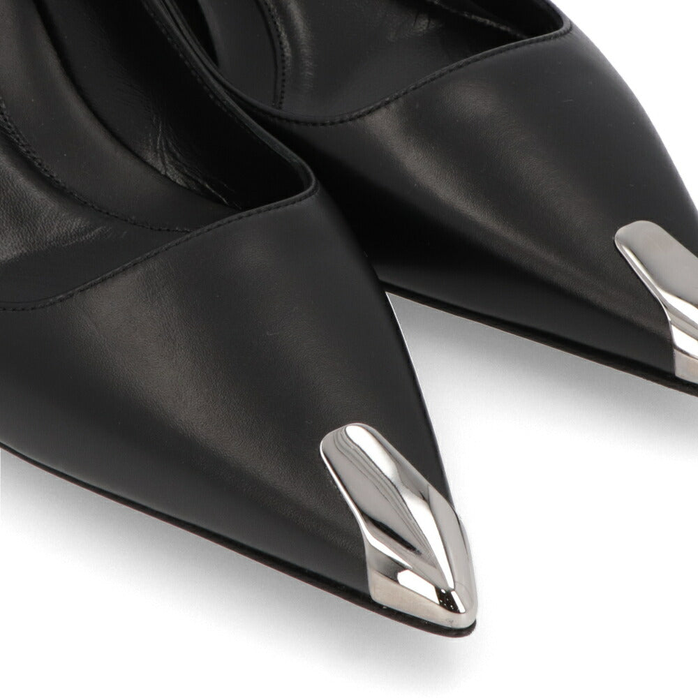 ALEXANDERMCQUEEN パンプス ブラック メタルトゥキャップ シルバー 757496