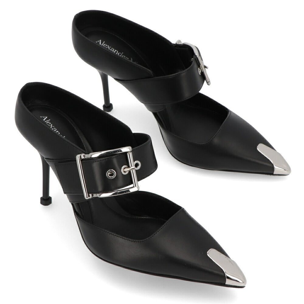 ALEXANDERMCQUEEN パンプス ブラック メタルトゥキャップ シルバー 757513