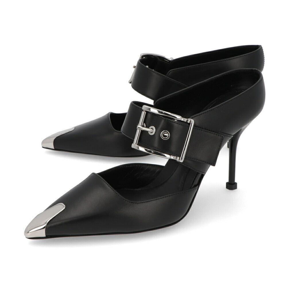 ALEXANDERMCQUEEN パンプス ブラック メタルトゥキャップ シルバー 757513