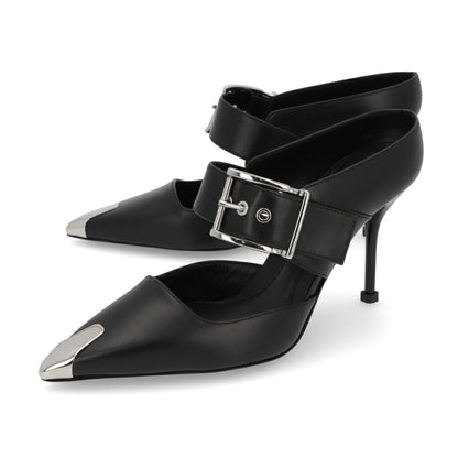 ALEXANDERMCQUEEN パンプス ブラック メタルトゥキャップ シルバー 757513