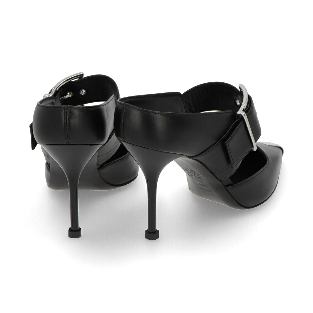 ALEXANDERMCQUEEN パンプス ブラック メタルトゥキャップ シルバー 757513