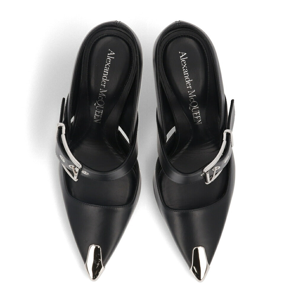 ALEXANDERMCQUEEN パンプス ブラック メタルトゥキャップ シルバー 757513