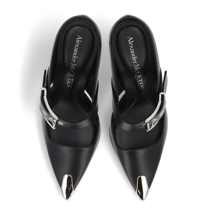 ALEXANDERMCQUEEN パンプス ブラック メタルトゥキャップ シルバー 757513