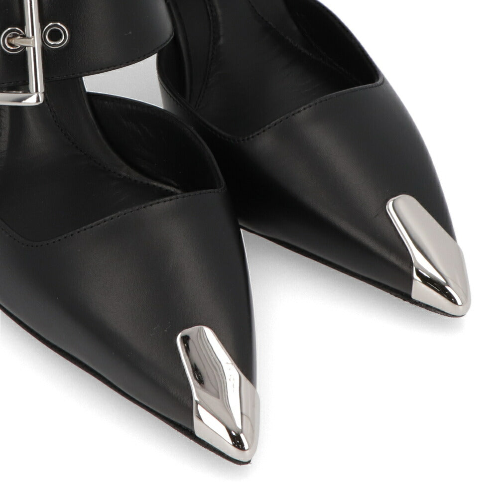 ALEXANDERMCQUEEN パンプス ブラック メタルトゥキャップ シルバー 757513