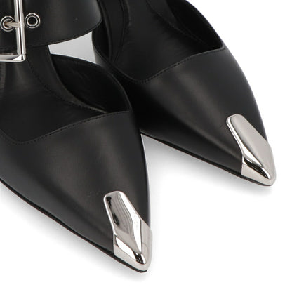 ALEXANDERMCQUEEN パンプス ブラック メタルトゥキャップ シルバー 757513