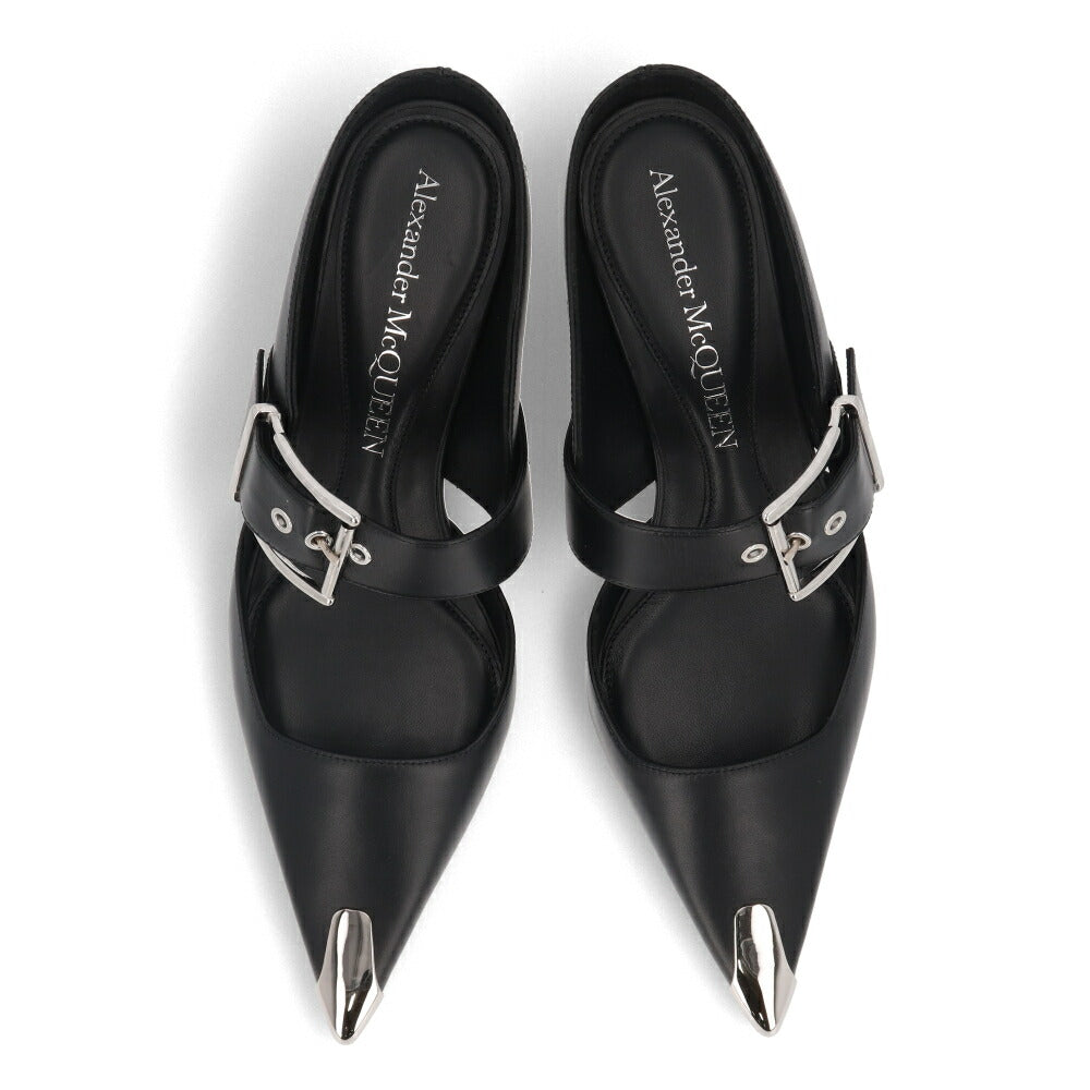 ALEXANDERMCQUEEN パンプス ブラック メタルトゥキャップ シルバー 757514