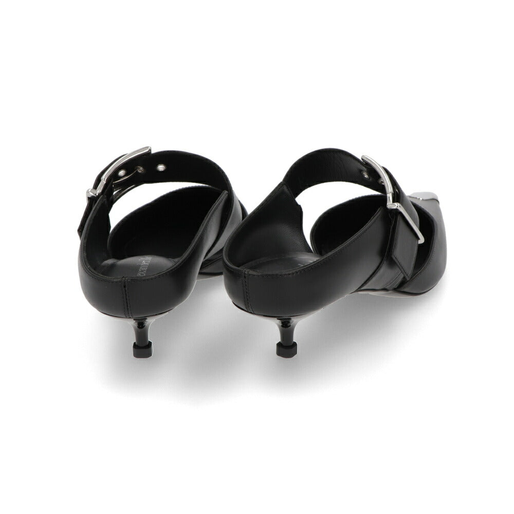 ALEXANDERMCQUEEN パンプス ブラック メタルトゥキャップ シルバー 757514