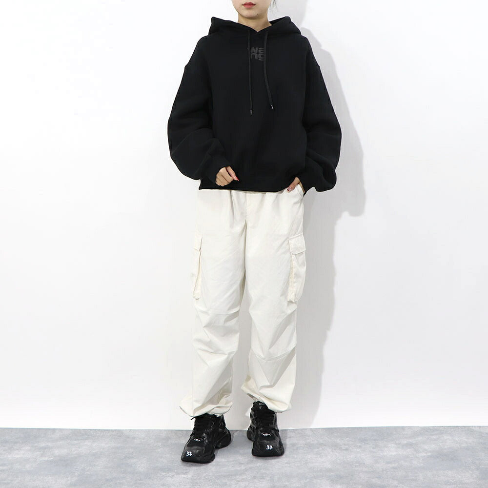 Alexander Wang フーディ パーカー ブラック ロゴ 裏起毛
