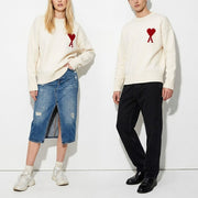 AMI PARIS アミ パリス メンズ トップス ニット BRIGHT WHITE 009 154 ハートロゴ オーバーサイズ BFUKS002.018