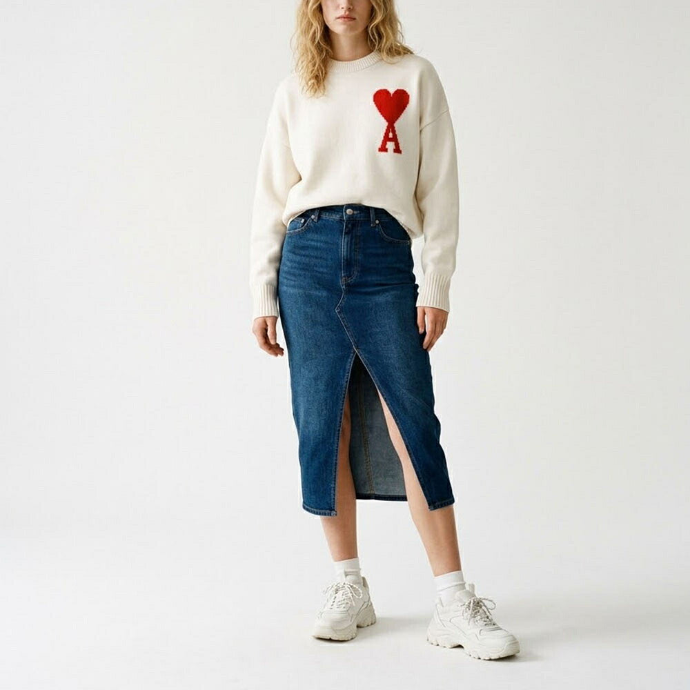 AMI PARIS アミ パリス メンズ トップス ニット BRIGHT WHITE 009 154 ハートロゴ オーバーサイズ BFUKS002.018