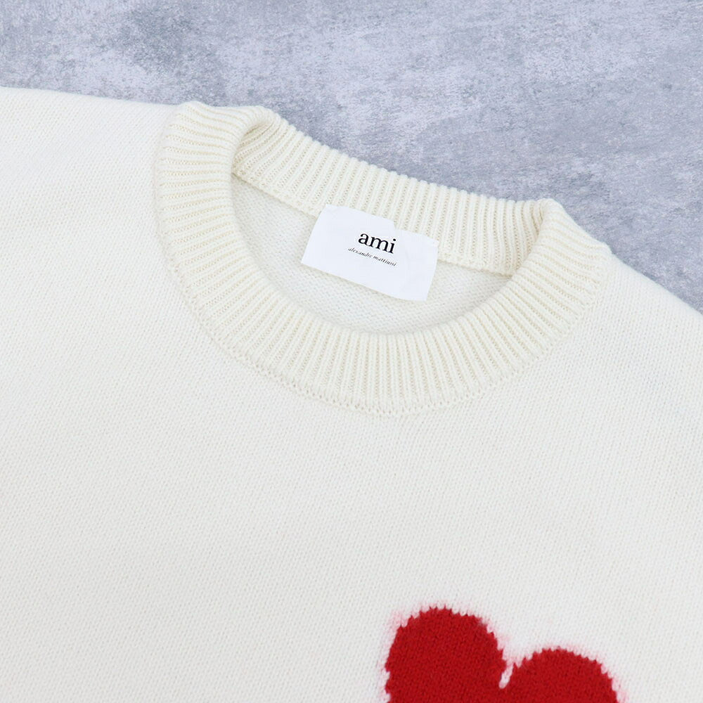 AMI PARIS アミ パリス メンズ トップス ニット BRIGHT WHITE 009 154 ハートロゴ オーバーサイズ BFUKS002.018