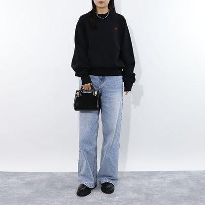 AMI PARIS スウェット RED AMI DE COEUR SSHIRT ブラック ロゴ 刺繍  BFUSW005.747