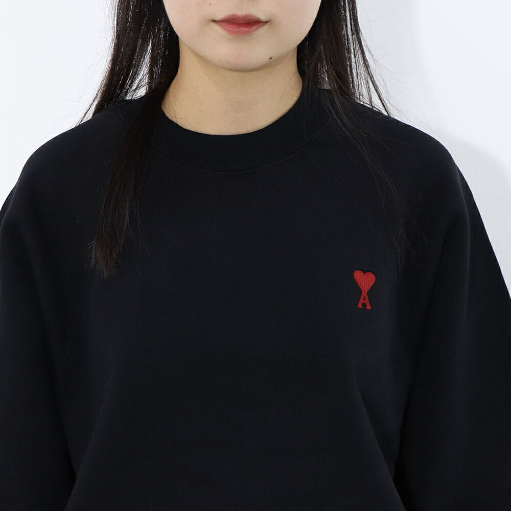 AMI PARIS スウェット RED AMI DE COEUR SSHIRT ブラック ロゴ 刺繍  BFUSW005.747