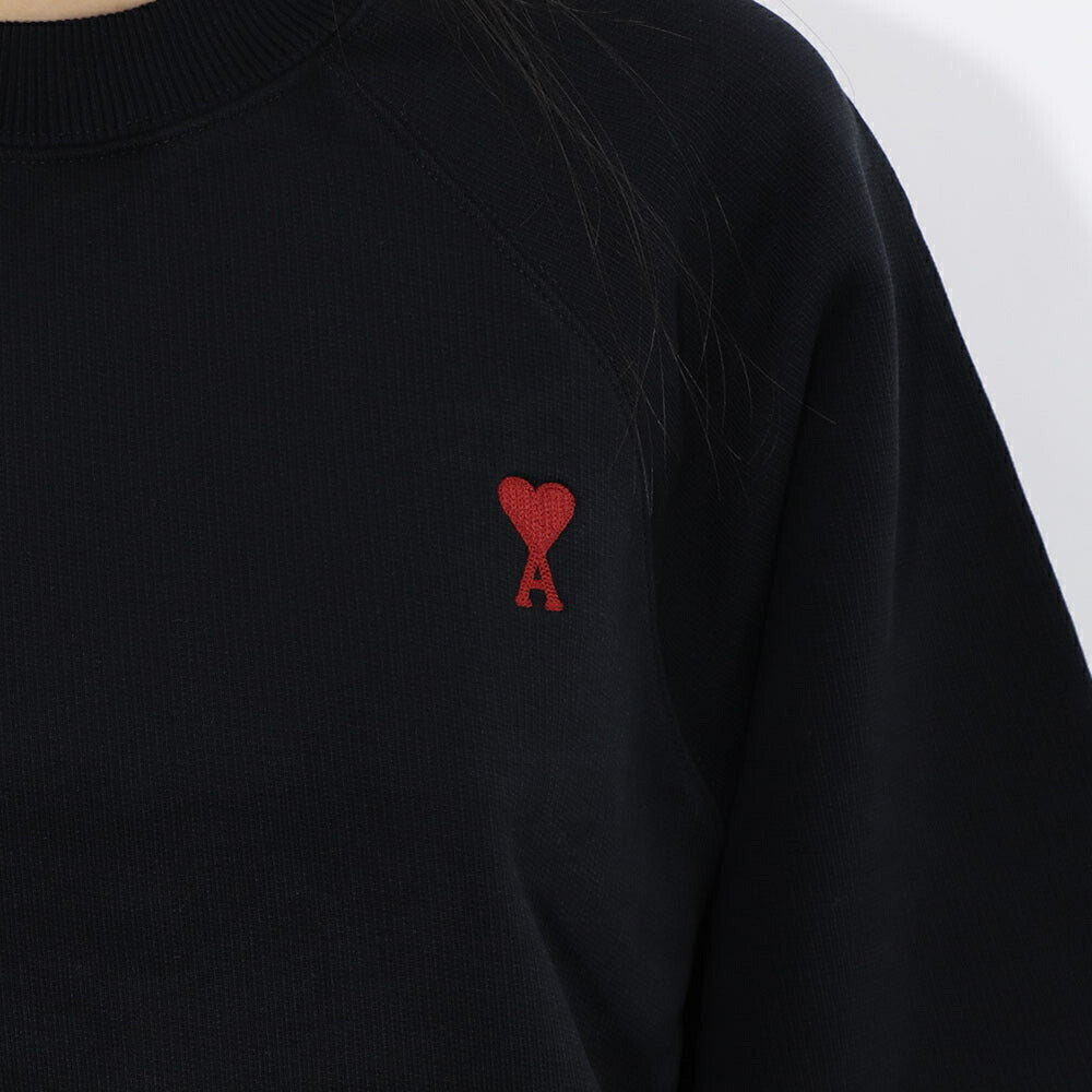 AMI PARIS スウェット RED AMI DE COEUR SSHIRT ブラック ロゴ 刺繍  BFUSW005.747